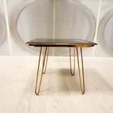 Table basse en laiton et verre