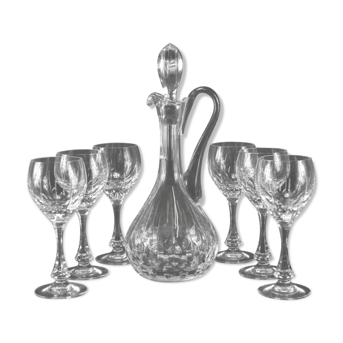 Service of 6 wine glasses and crystal carafe crystal workshop