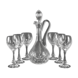 Service of 6 wine glasses and crystal carafe crystal workshop