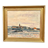 Original Swedish Oil on Panel – "Uppsala" by Gusten Widerbäck – Signed – Dated 1965 (on the back) – Framed – 38 × 43 cm