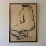 Grand tableau nu fusain André Jaoul