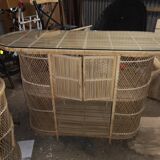 Rattan bar and 3 stools