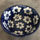 Vintage cup bowl in earthenware with blue floral paint décor - 18.5 cm