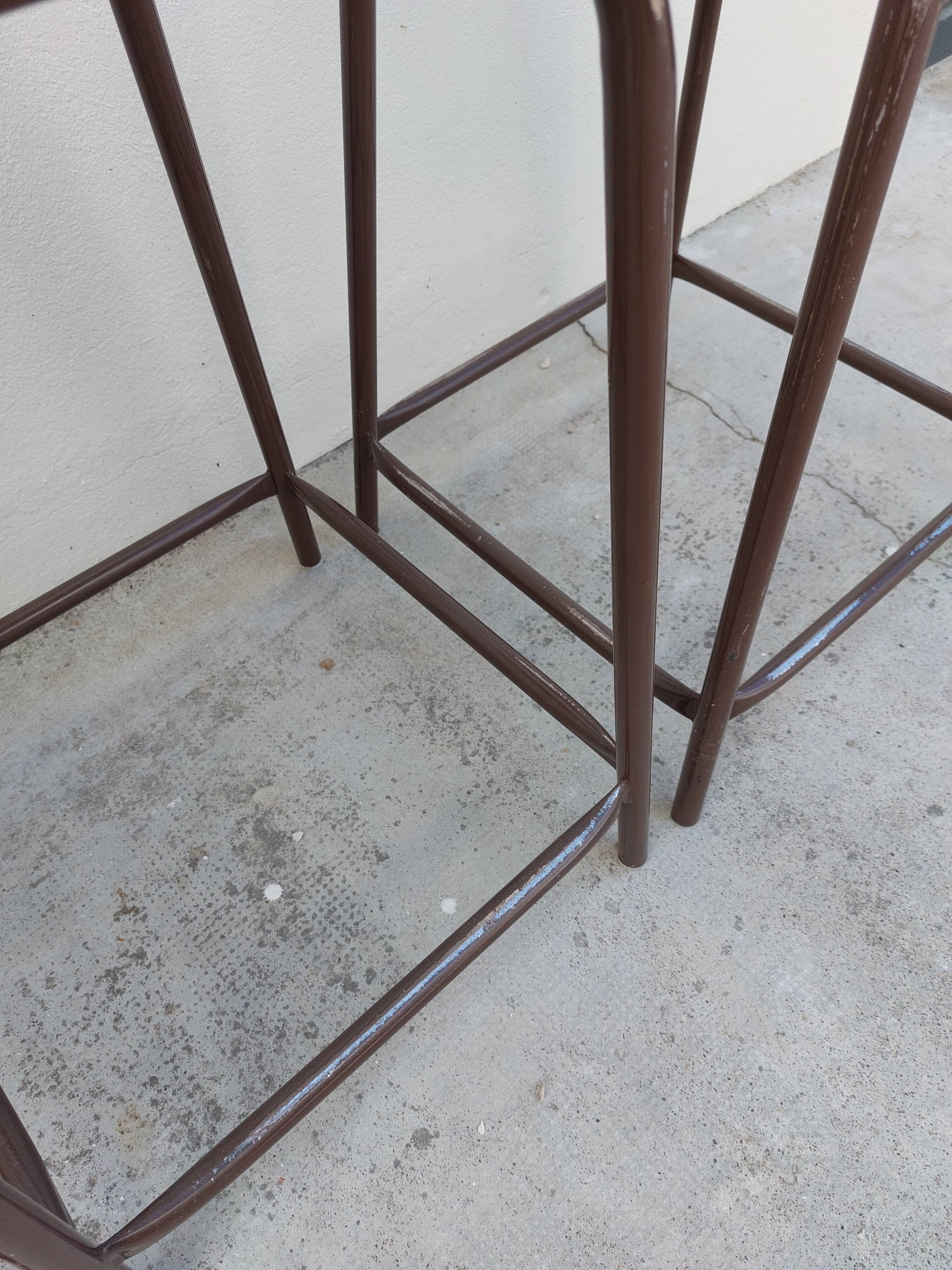 Series of 6 old workshop iron stools 1980