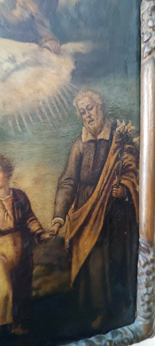 Peinture ancienne sur cuivre - Sainte Famille - XVIIIe siècle