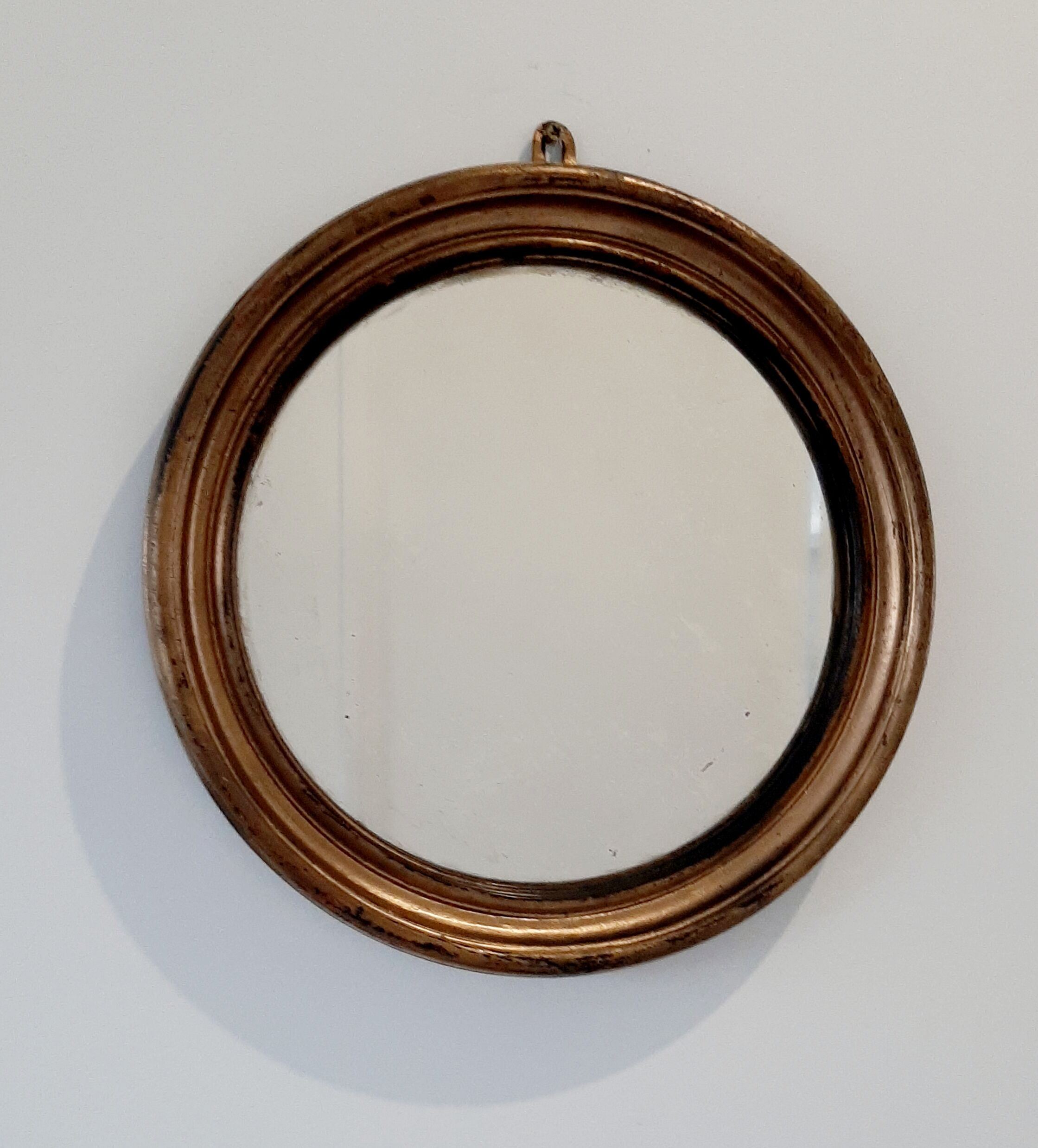 Old wooden round mirror - 28cm