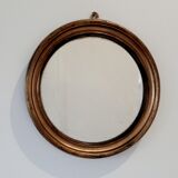 Old wooden round mirror - 28cm