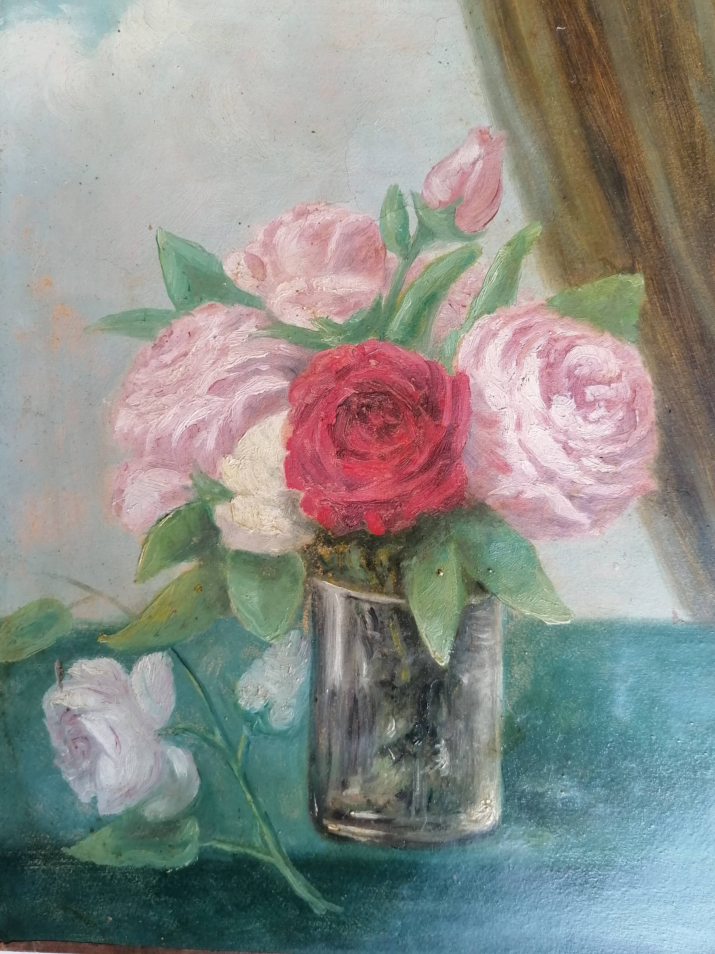 Old painting bouquet of flowers