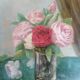 Tableau ancien bouquet de fleurs
