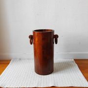 Brutalist sculptural wooden umbrella stand from the 1970s.