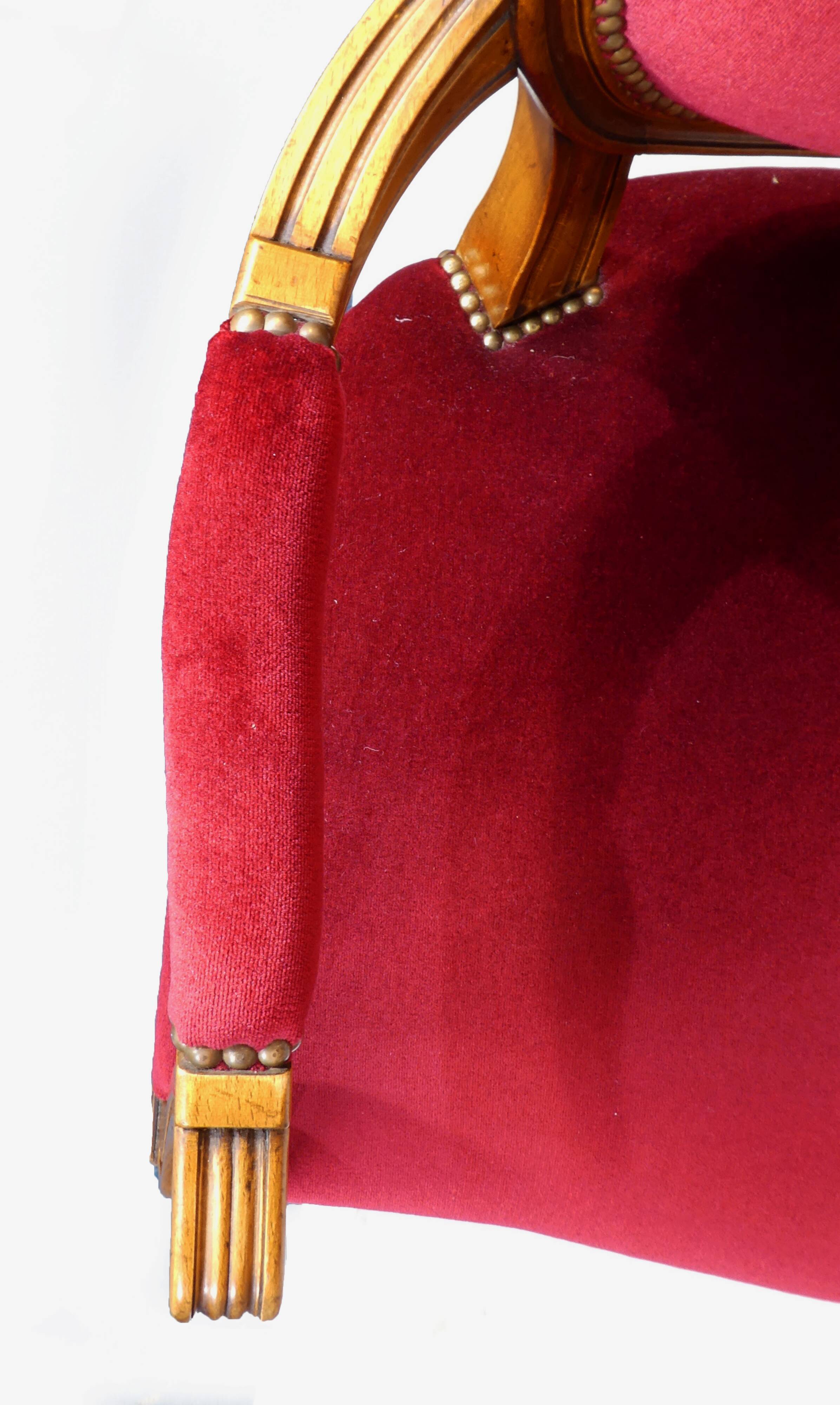 Louis XVI style bench in natural wood