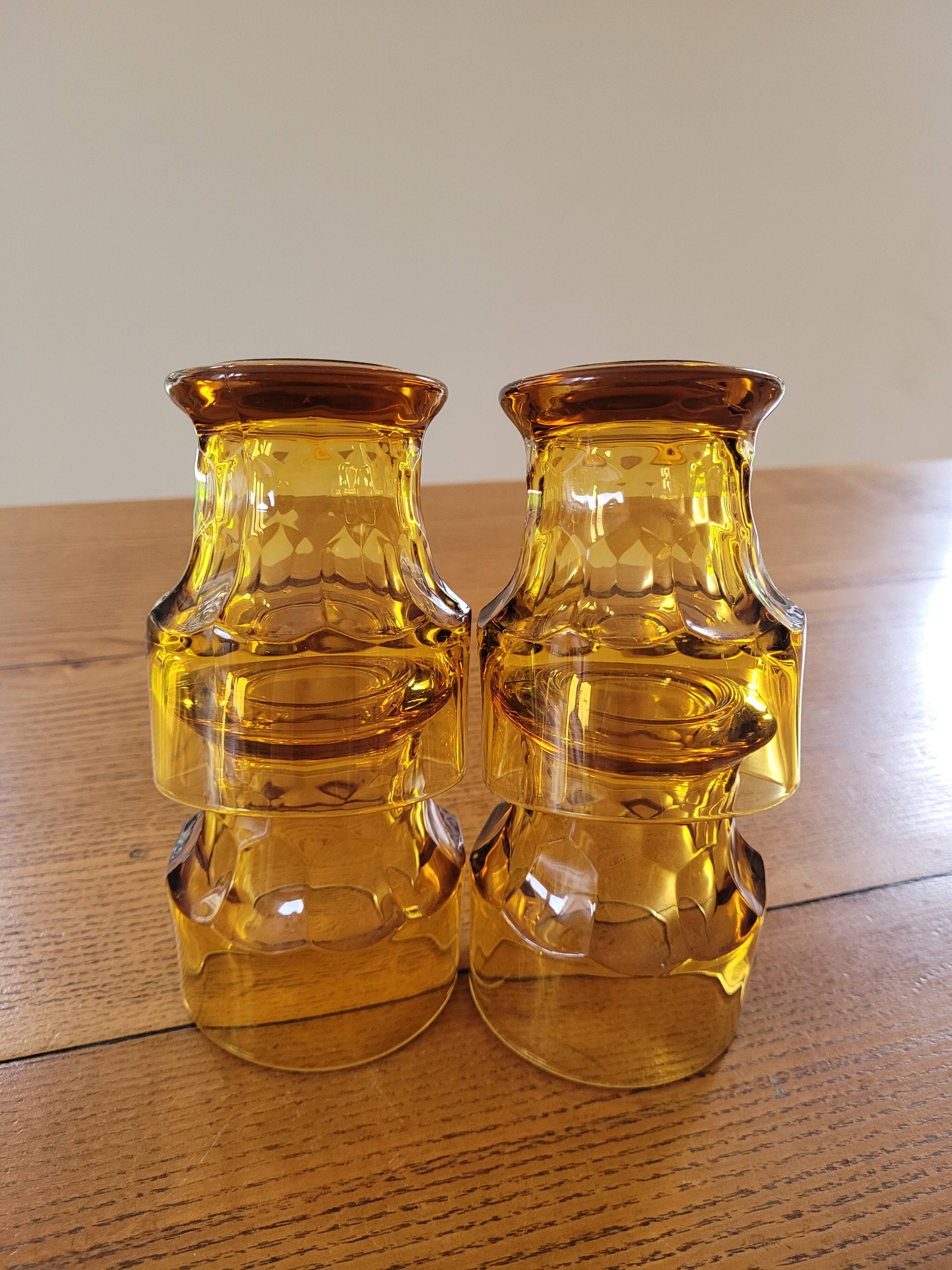 Lot de 4 verres ambrés vintage, Italy