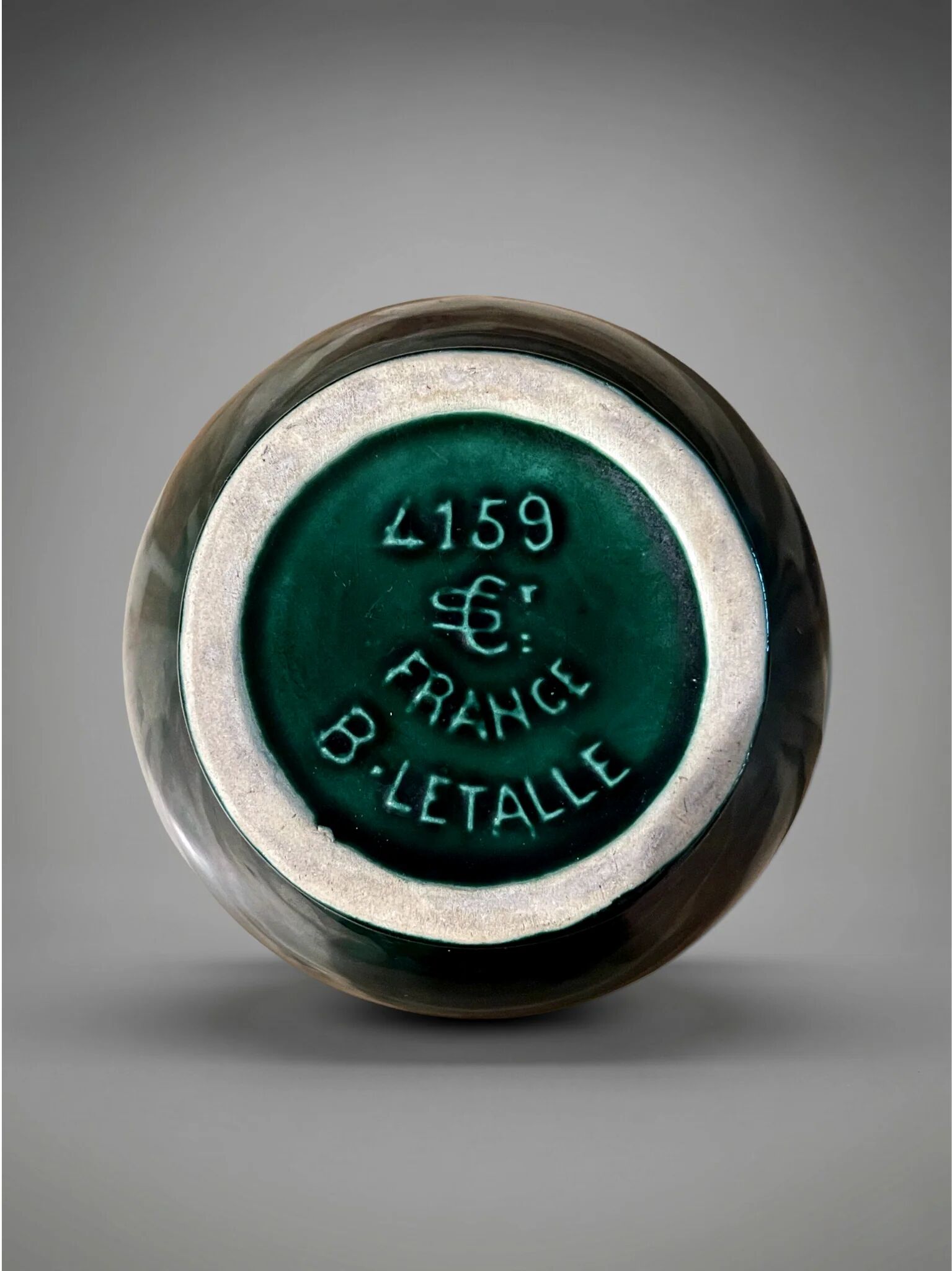 Vase art déco Saint-Clément 4159 signé Blanche Letalle – vert malachite
