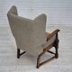 1960s, Scandinavian design, reupholstered high-back armchair, furniture wool, oak wood.