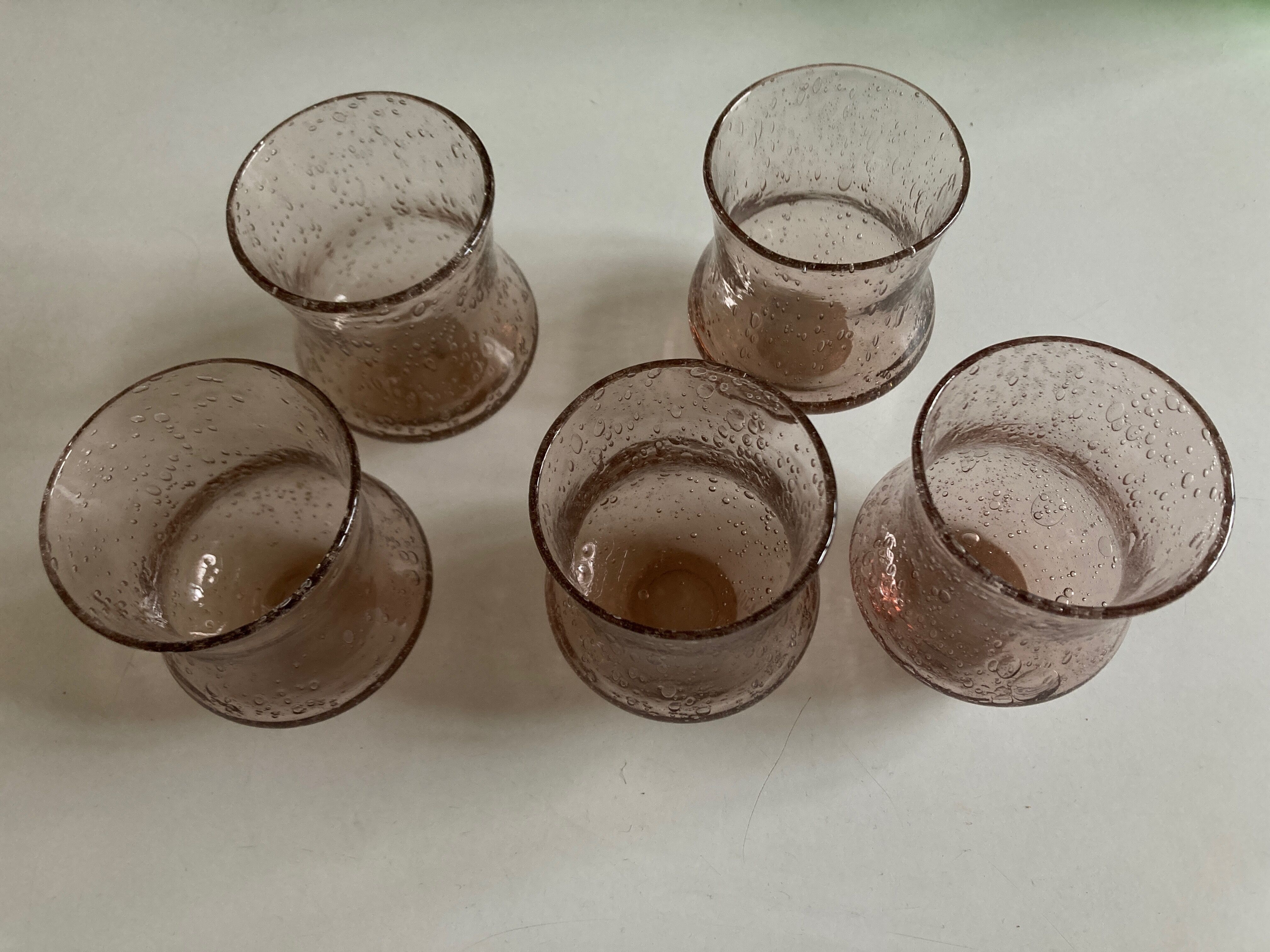 Set of 5 glasses of Biot cups in blown glass 1960