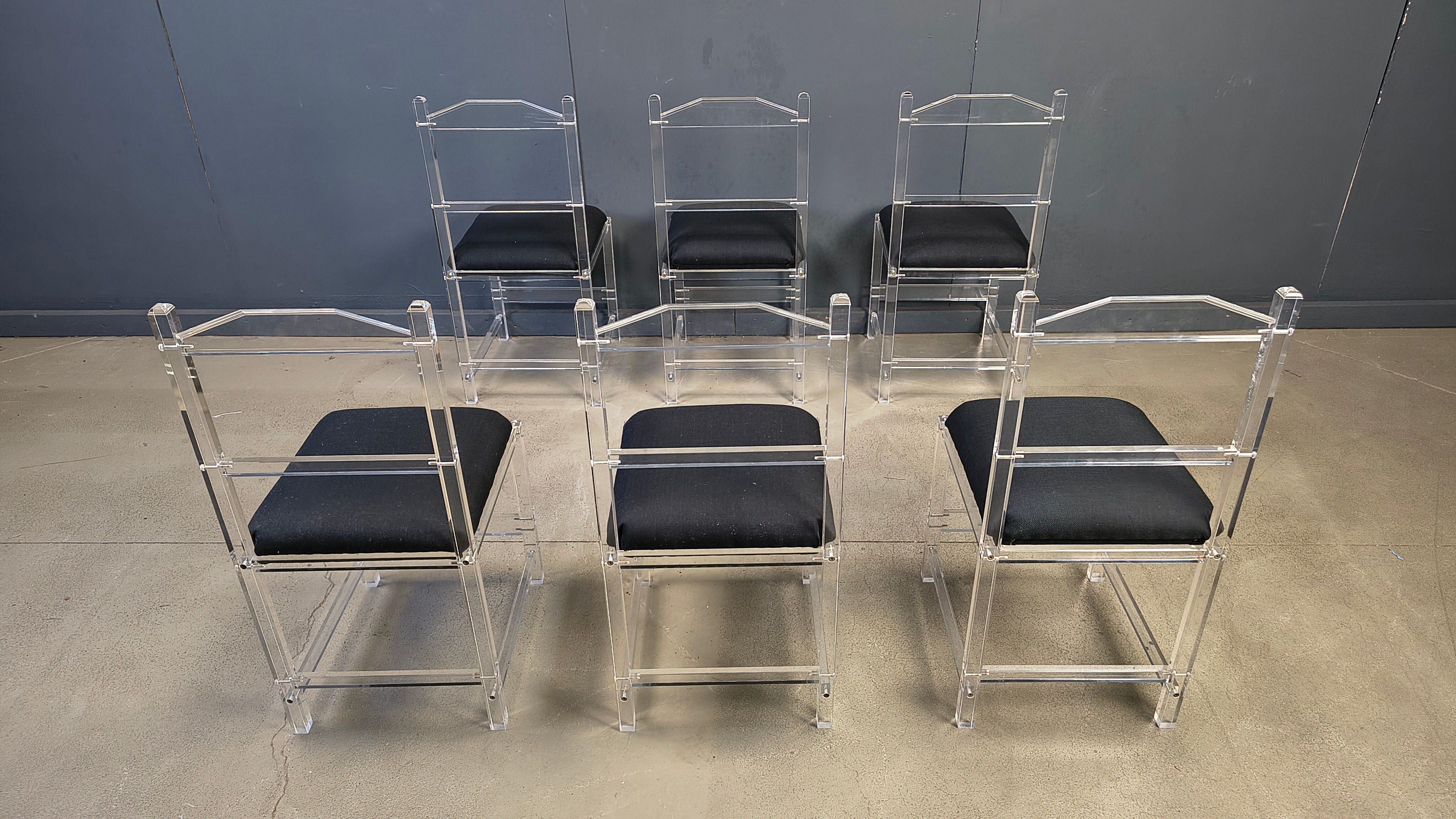 Lucite or plexi dining chairs, 1970s - set of 6