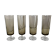 Set of 4 champagne flutes in smoked glass 70s