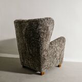 Danish Mid Century Armchair by Thorald Madsen in Grey Sheepskin, 1940s