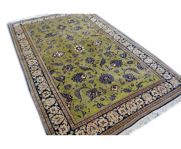Authentic Persian Rug Green And Navy, How Much Does An Authentic Persian Rug Cost