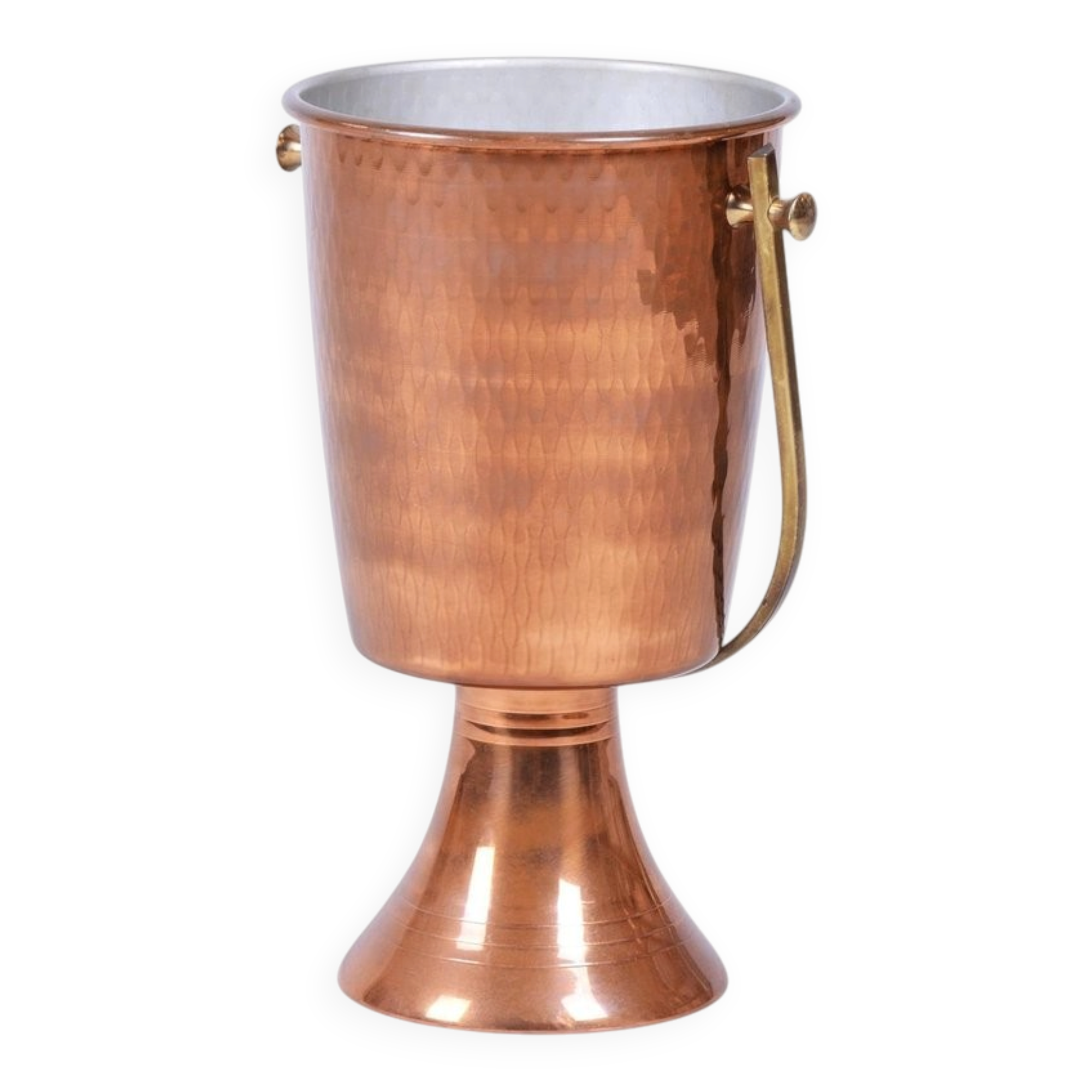 Art Deco Standing Champagne Cooler in Brass and Copper, France, 1920s