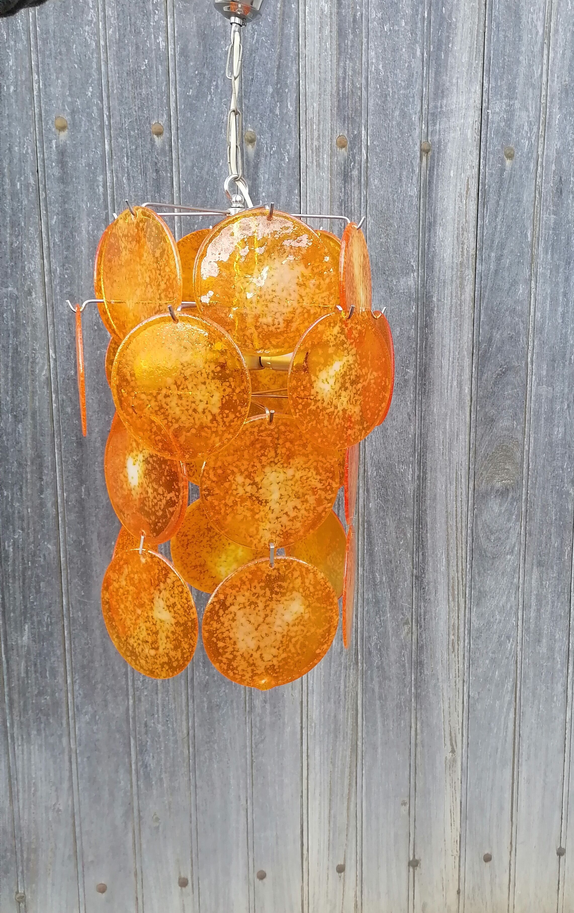 Vintage chandelier orange badge italy 1970