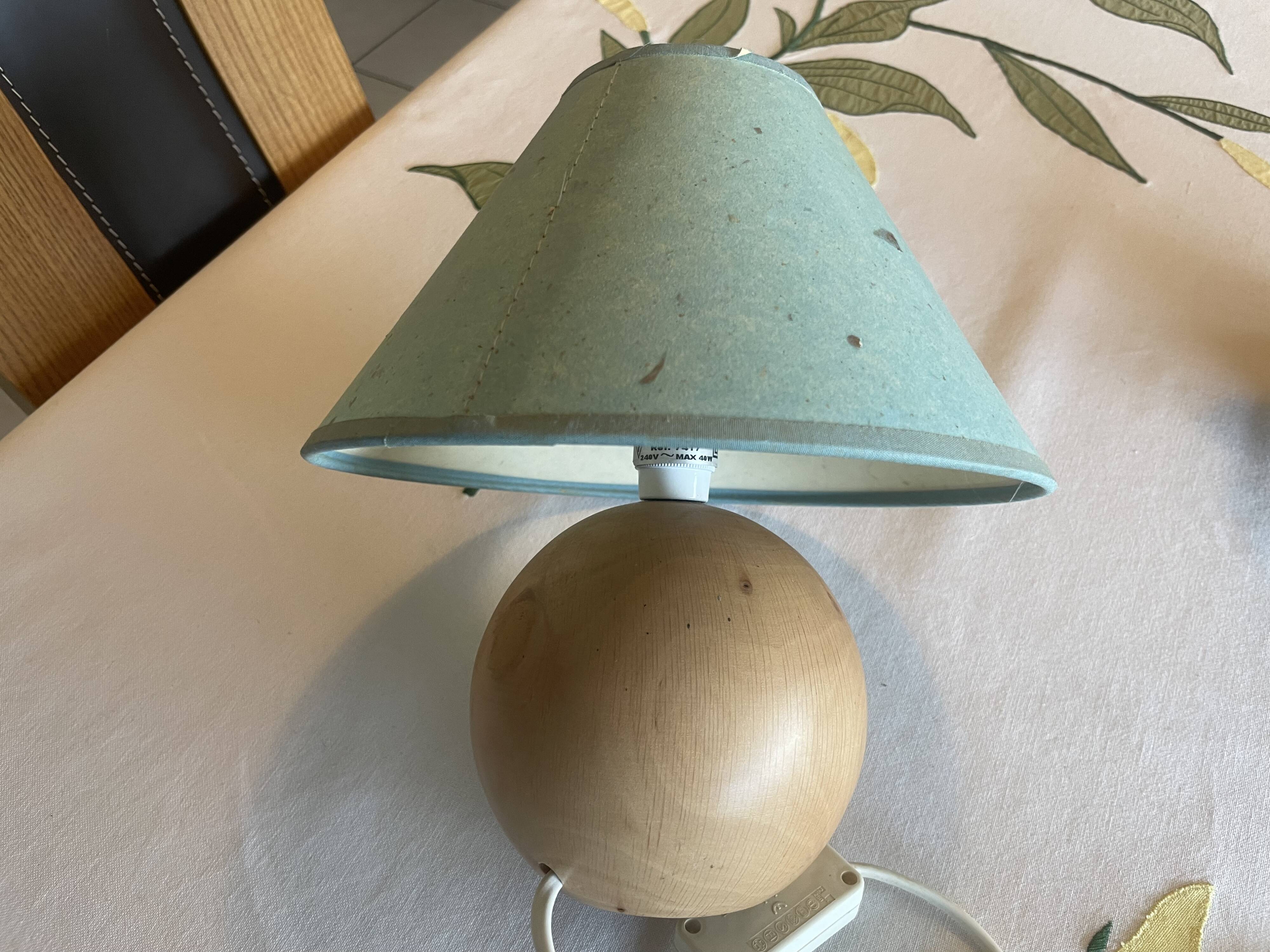 Lampe boule en bois années 70