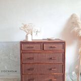 Vintage rattan chest of drawers circa 1960s