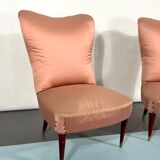Italian vintage pair of pink club armchairs