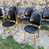 Set of 6 pegasus chairs Baumann skaï black