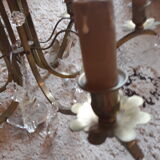 Antique brass chandelier and pampilles 6 fires