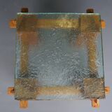 Table basse brutaliste vintage en pin, années 1970