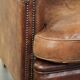Fauteuil club en cuir de mouton vintage