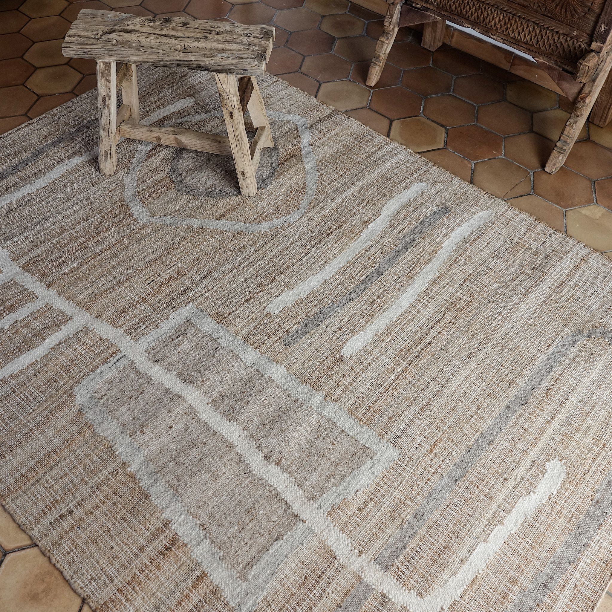 Woven jute and wool rug 240x170cm