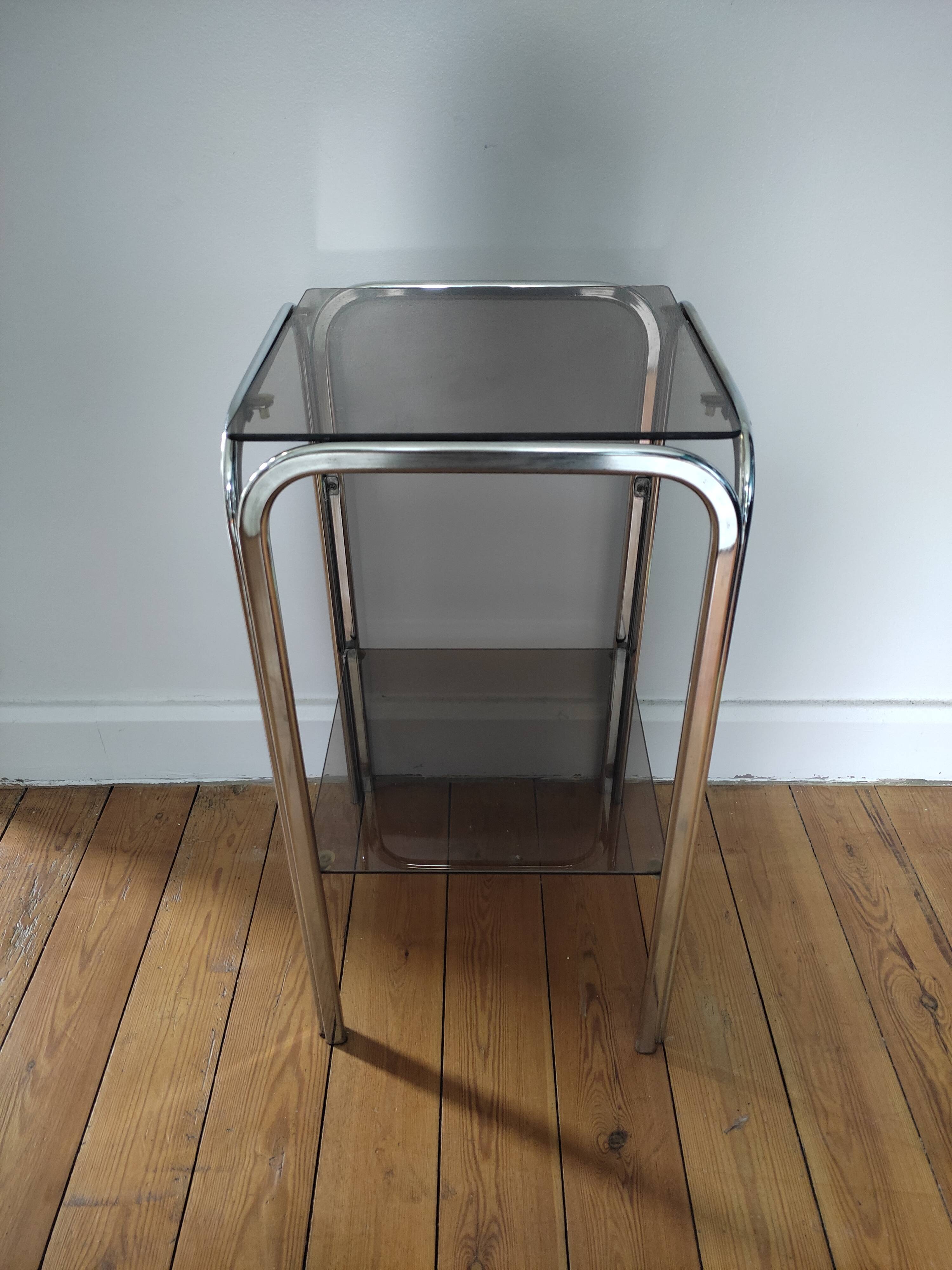 Vintage metal and glass console