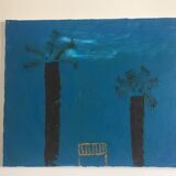 Oil painting Banc et Palmiers