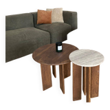 Tables basses gigognes travertin et chene massif