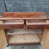 Low Parisian sideboard in solid wood 2 doors 2 drawers art deco handles