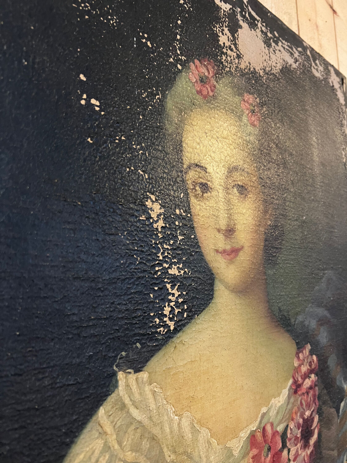 Portrait de femme au bouquet XIXème