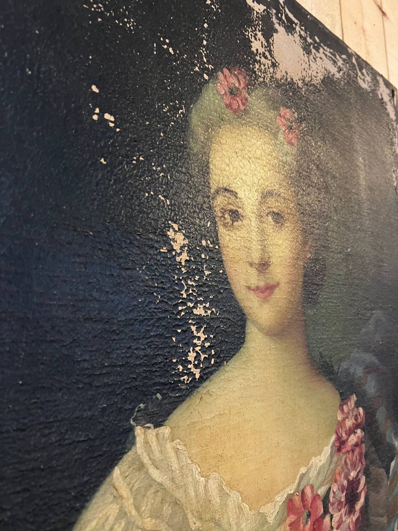 Portrait of a woman with a bouquet, 19th century.