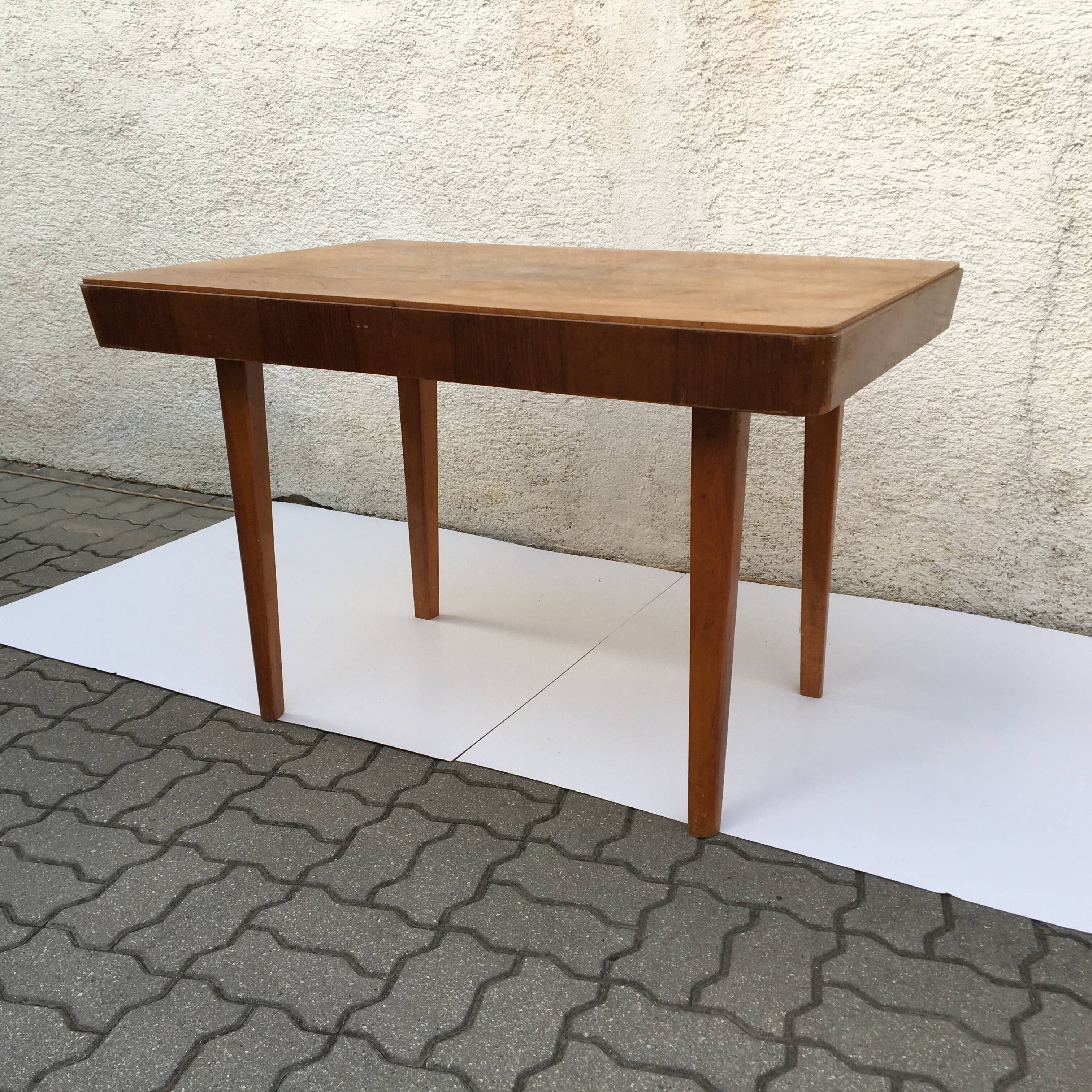 Vintage ziara pravenec halabala compact extendable dining table art deco 50s wood 115cm-170cm