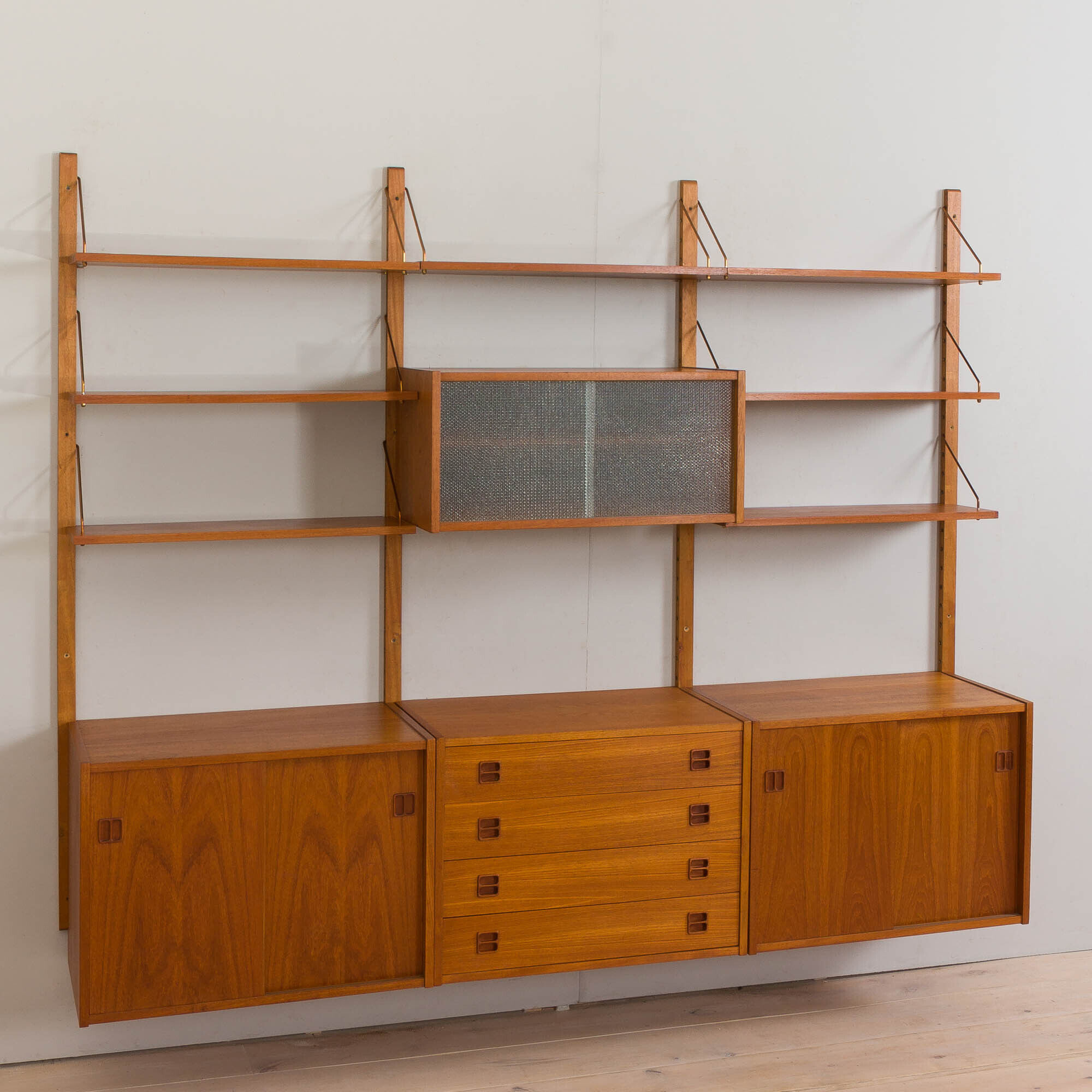 Vintage danish modular teak bookcase 1970s