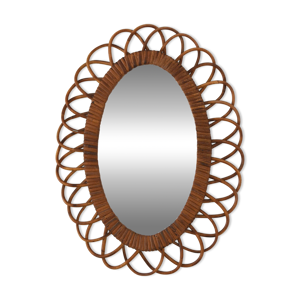 miroir fleur en rotin,
