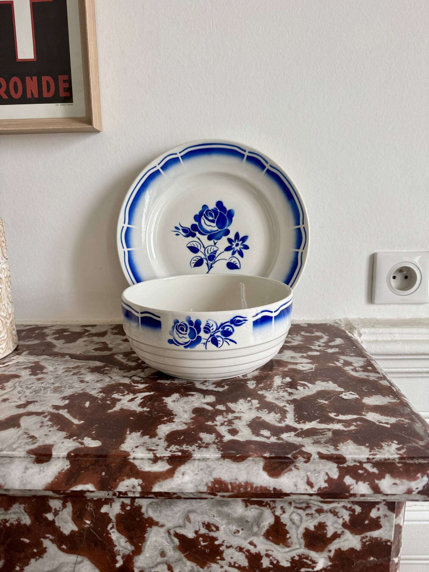 Salad bowl & dish in Badonviller earthenware