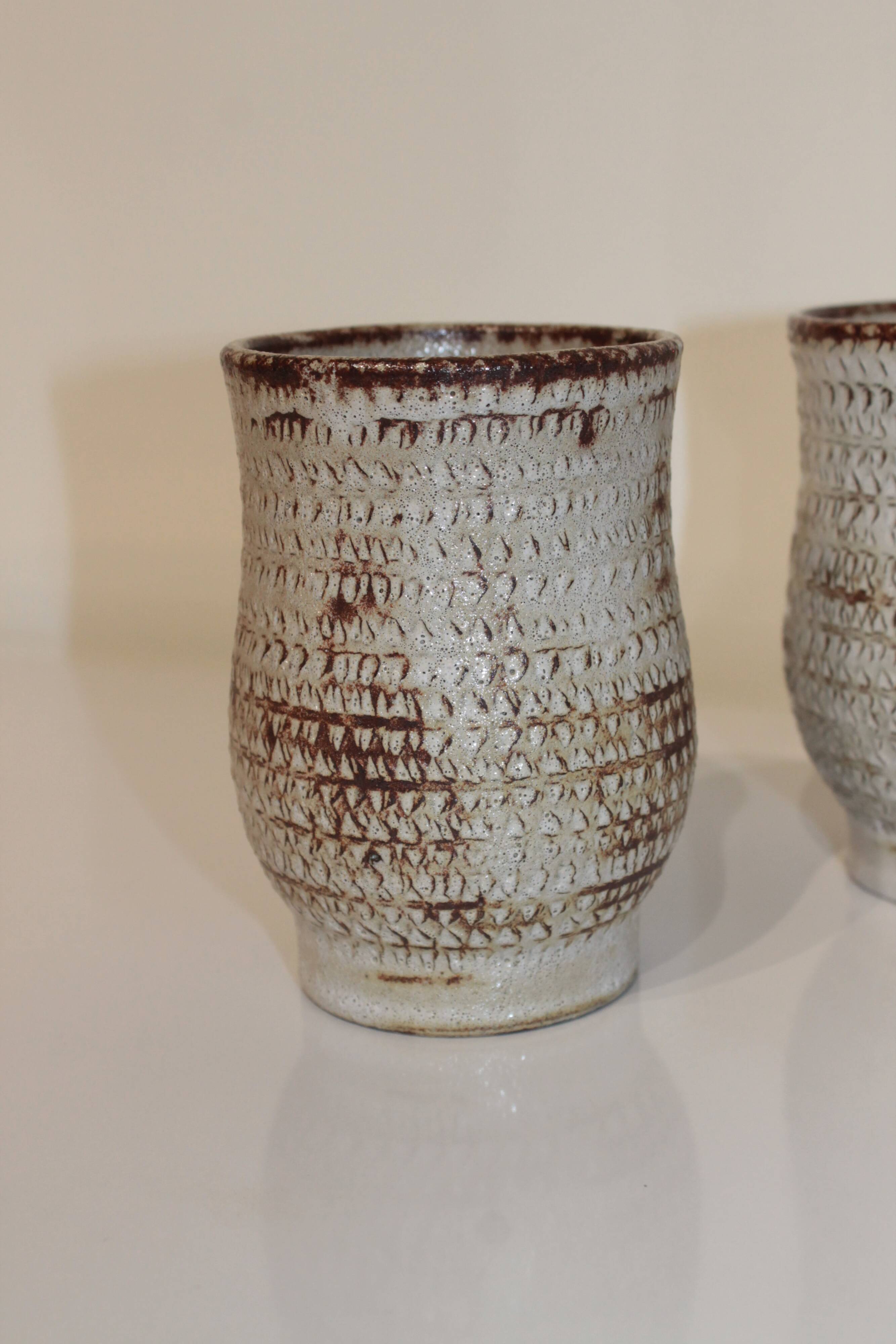 Pair of vintage Accolay ceramic vases signed