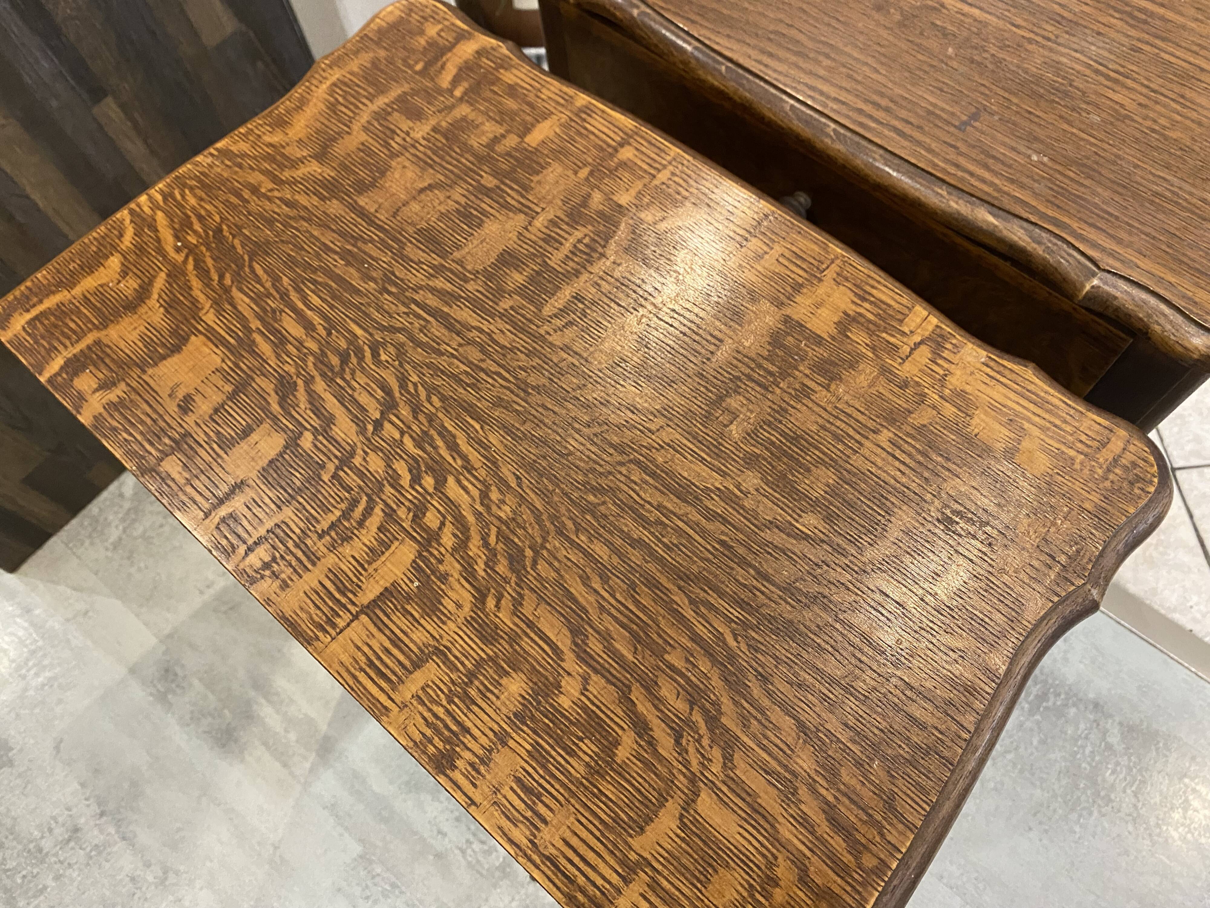 Pair of oak bedside tables with drawer and niche from the 1950s.