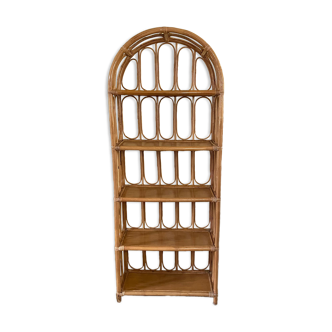 Vintage rattan library shelf