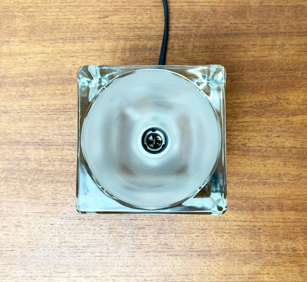 Vintage German glass cube table lamp Ta 14 by Peill & Putzler, 1970s.