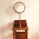 English barbier at the end of the 19th century. Mahogany and brass. Normal and magnifying mirror