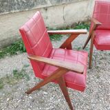 Paire de fauteuils anciens vintage  pieds compas