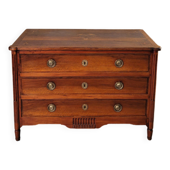 Louis XVI period chest of drawers in solid walnut